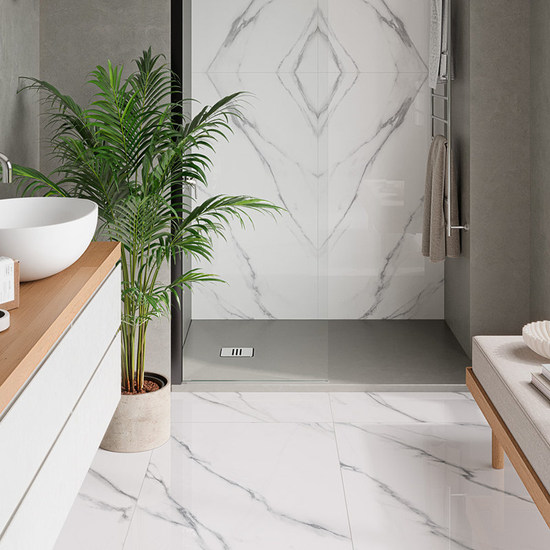 Halo 24X48 Carrara, White/Gray