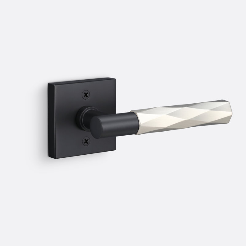 Aspra Square Dummy Rosette, Vertex Grip, Satin Brass/Satin Nickel, Single Dummy