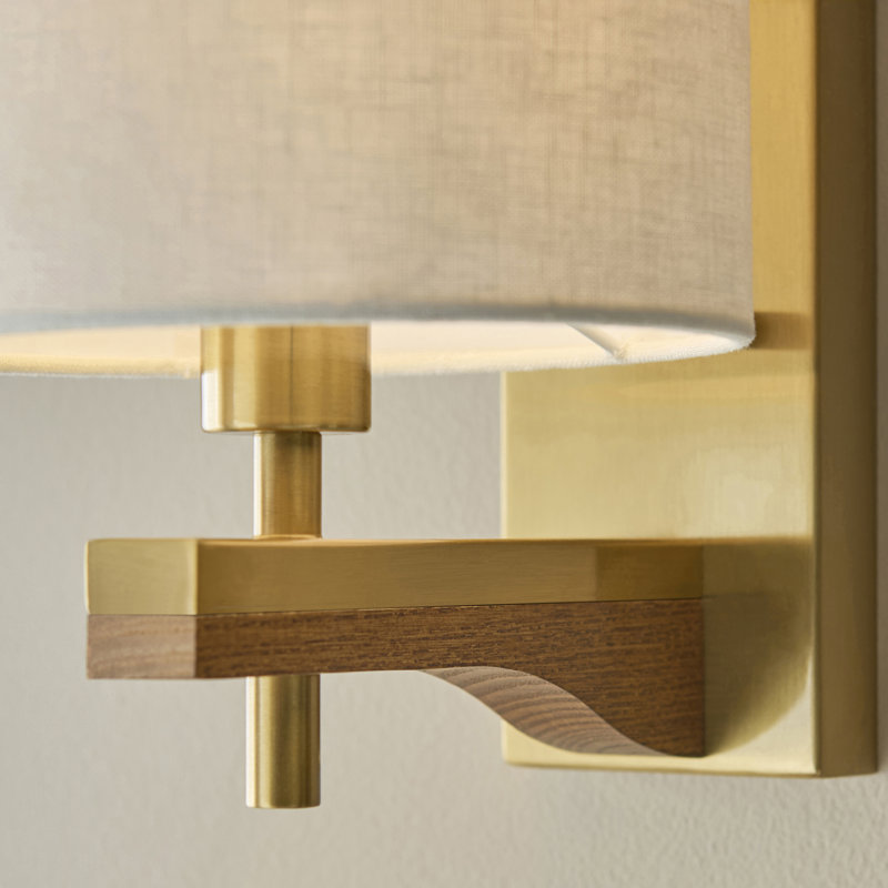 Solid Wood and Steel Armed Sconce