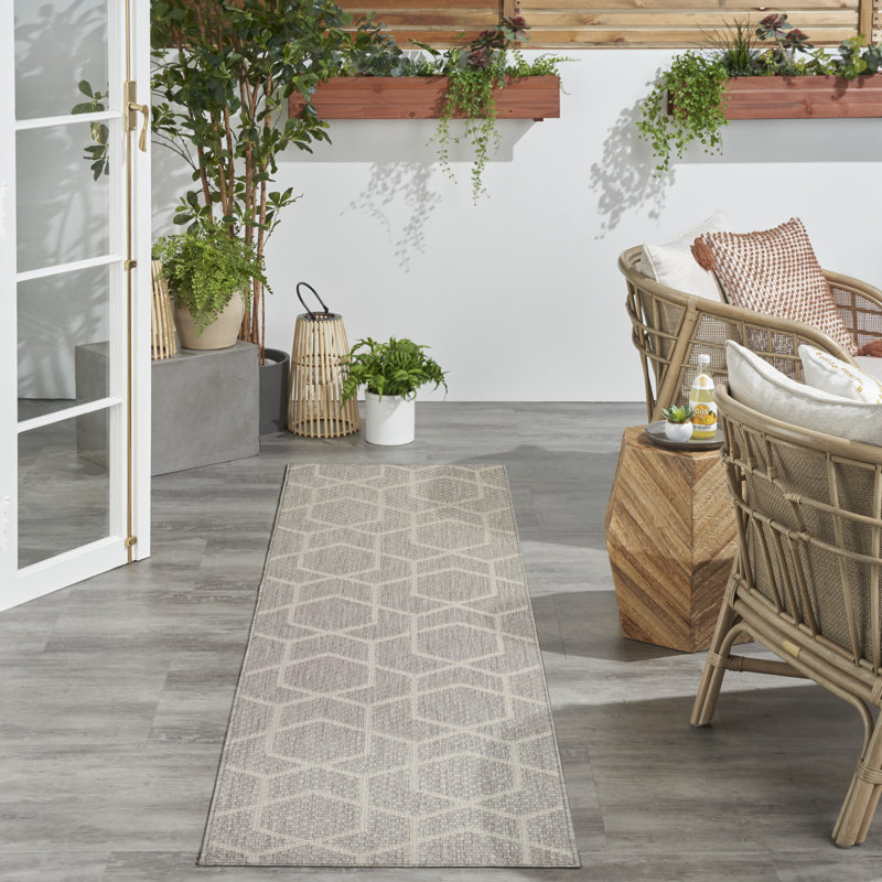 Reidy Modern Indoor/Outdoor Rug, Runner 2'2" x 8', Gray