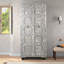 Armoire Mid-Century moderne en bois de manguier sculpté gris vieilli