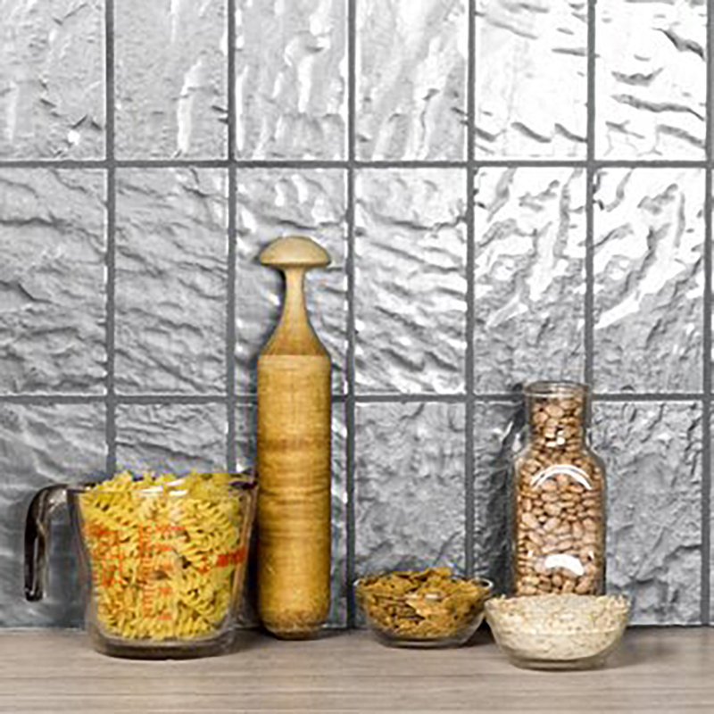 Metallic 3" x 6" Glass Subway Wall Tile, Smokey Haze Sliver