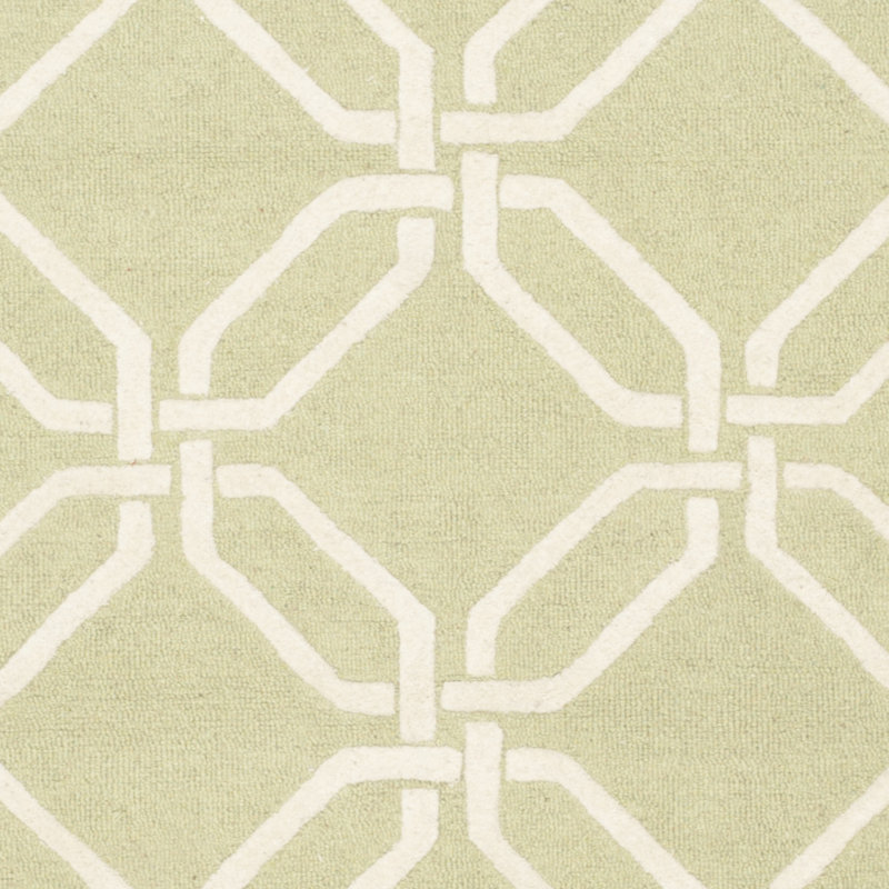 Lime and Ivory Hand-Tufted Wool Area Rug, 5' x 8'