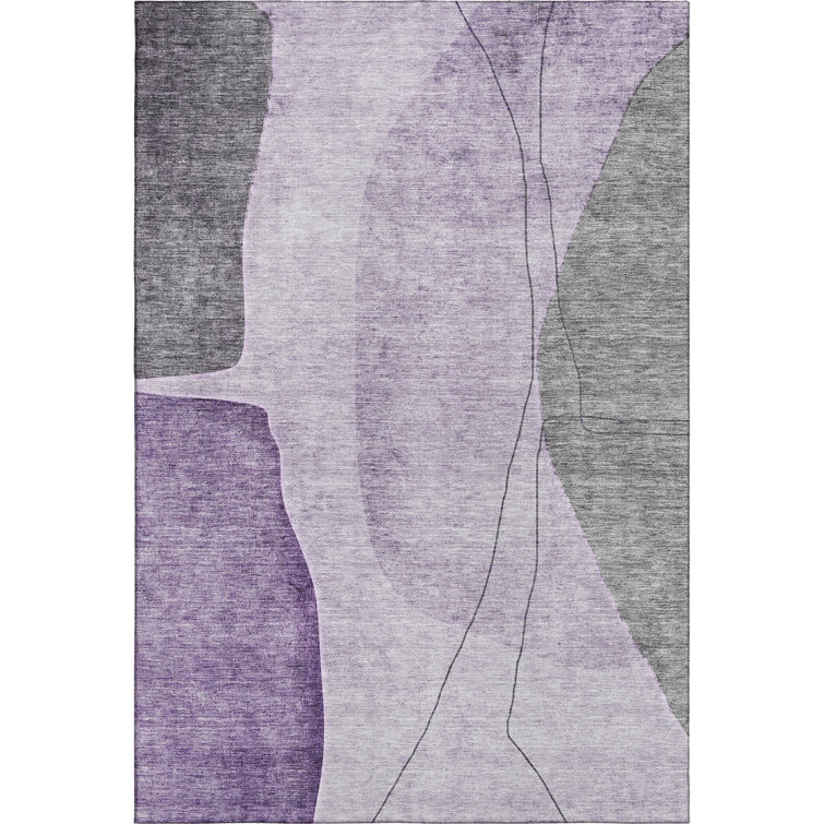 Premium Machine Washable Prisco Purple Rug