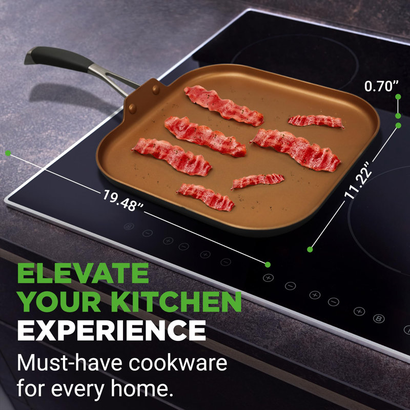 Nutrichef 11.22'' Non-Stick Copper Griddle