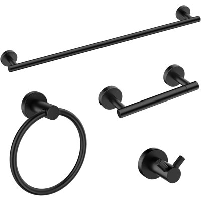 Premium Bathroom Hardware Set, SUS304 Stainless Steel Towel Bar, Ring, Toilet Paper Holder & Hooks, Modern Wall Mounted Towel Rack For Bathroom