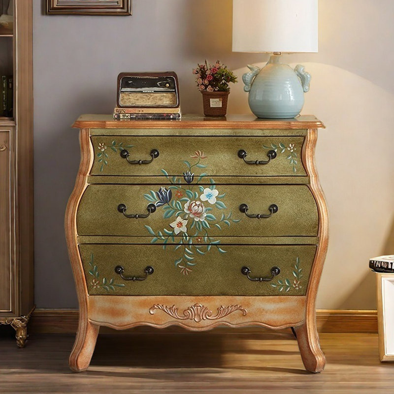 Vintage Three-Drawer Hand-Painted Accent Chest