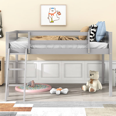 Wood Low Loft Bed. Position Variable. Frame. No Box Spring. Effortless Assembly Needed Size With Changeable Placement. Build. Easy