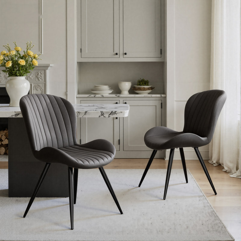 Chaises de salle à manger modernes, chaises de cuisine rembourrées en tissu Tech avec dossier incurvé, chaises de salle à manger confortables pour les repas en famille et les invités
