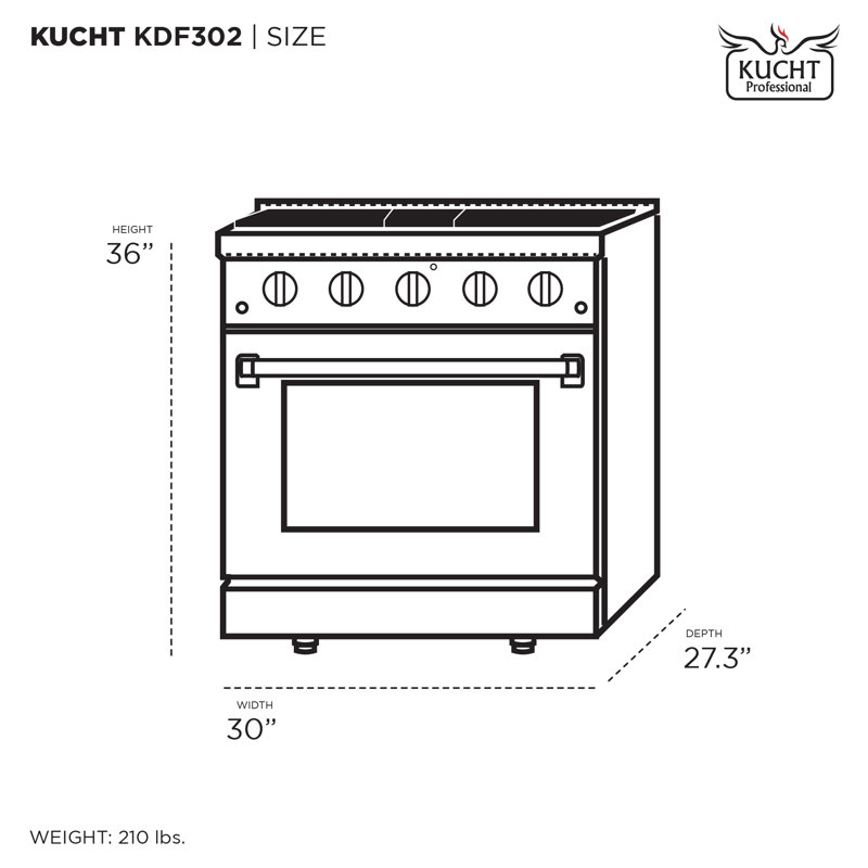 Kucht 30'' W Dual Fuel Free Standing Range, White, Natural Gas