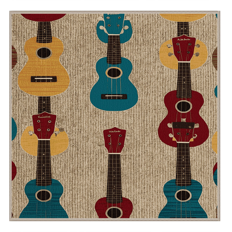  Tapis lavable de musique d'ukulélé, Carré 4 pi