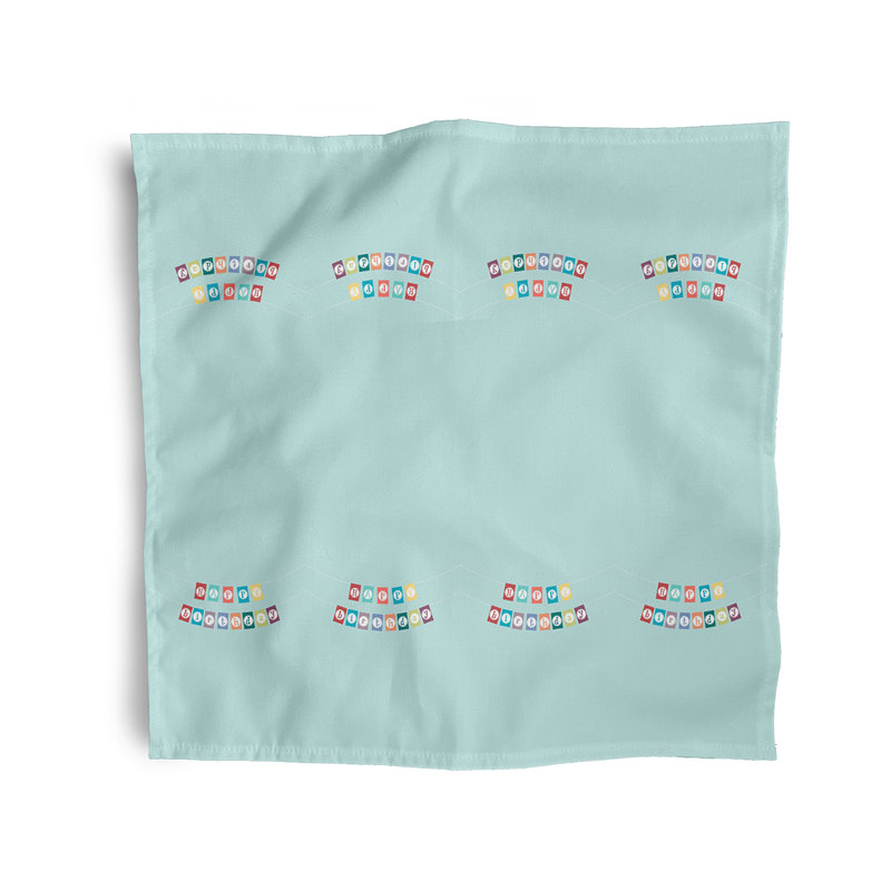 Serviette 22 "Happy Birthday Print, Aigue-marine