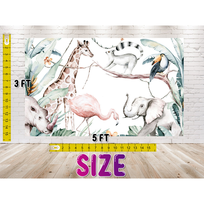 5x3FT Safari Animals Backdrop for Baby Shower Party Decoration