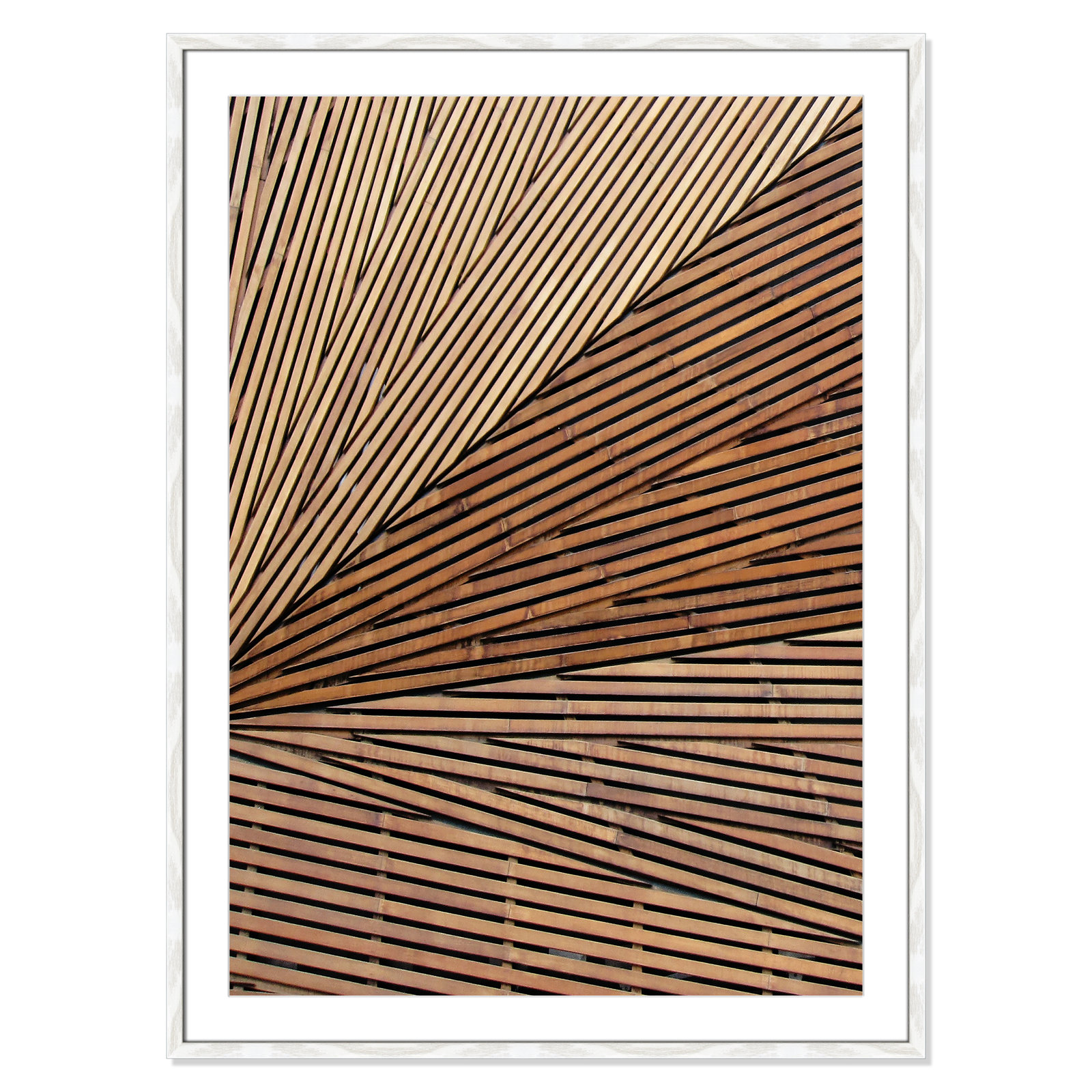 Fayette "Geometric Wood Panel 1" Print, 41.5" H x 29.5" W x 0.75" D, White Wood Grain