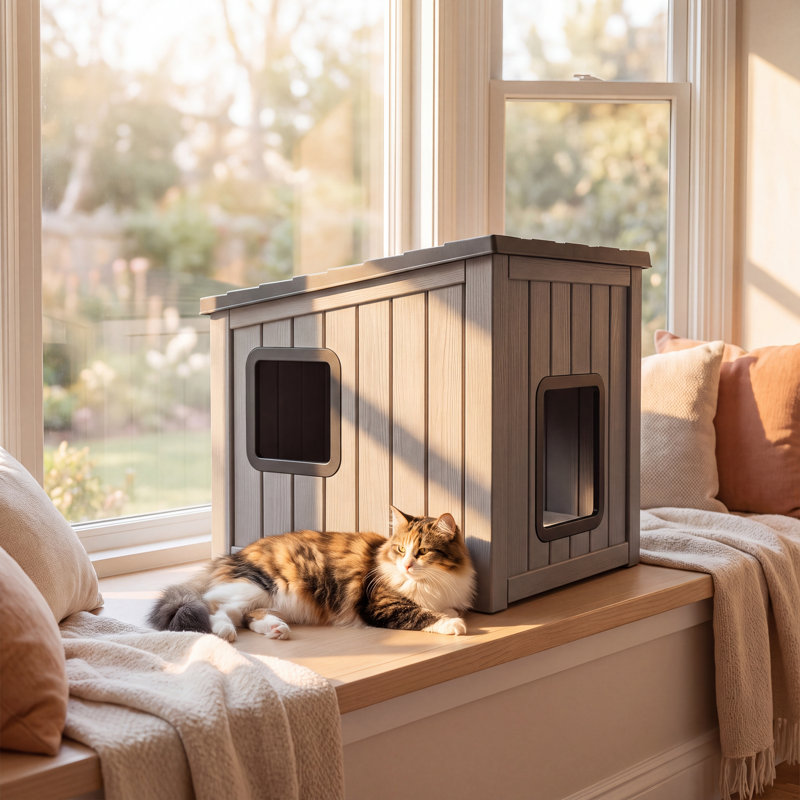 Sloped‑Roof Pet House, Antarctic Gray & Black