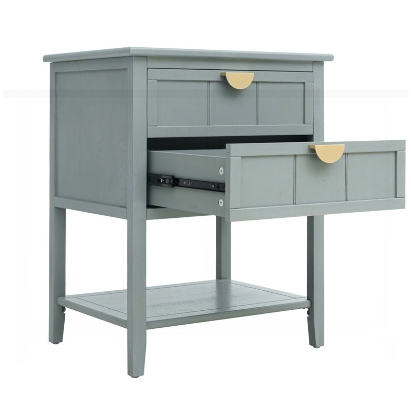 Table d'appoint 2 tiroirs, Gris clair