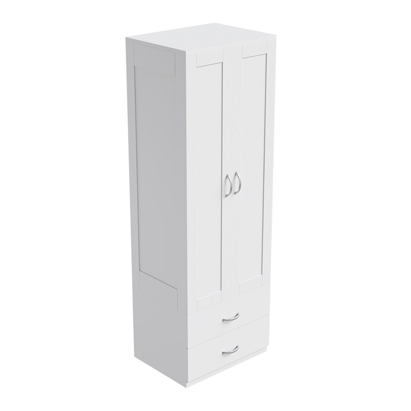 2 Door Engineered Wood Wardrobe, White