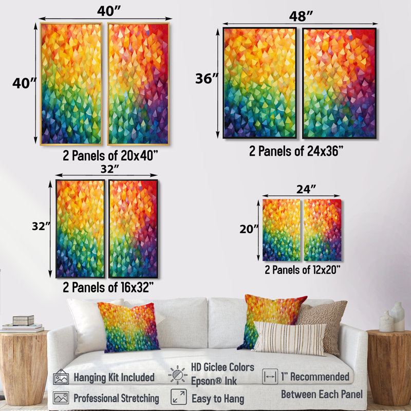 Rainbow Explostion Kaleidoscope I - nourriture et boissons, art mural toile popcorn, 36" H x 48" W, Black