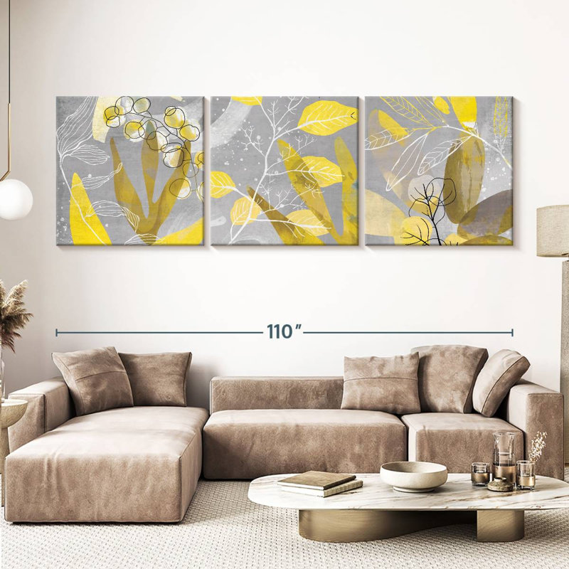 Plantes jaunes, reproduction sur toile, H 36 po x l 110 po x P 1,25 po