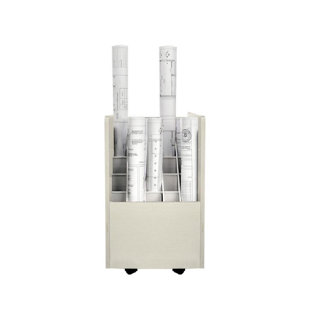 20-Slot Mobile Rolling Wood Blueprint Roll File Large Document Organizer
