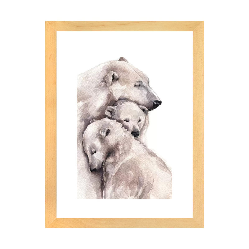 Décoration murale ours polaire pour enfants, H 32 po x l 24 po x P 1 po, Papier encadré naturel