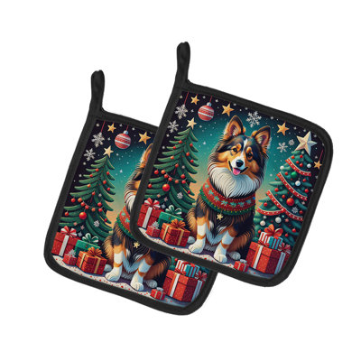 Paire de porte-casseroles Sheltie Christmas