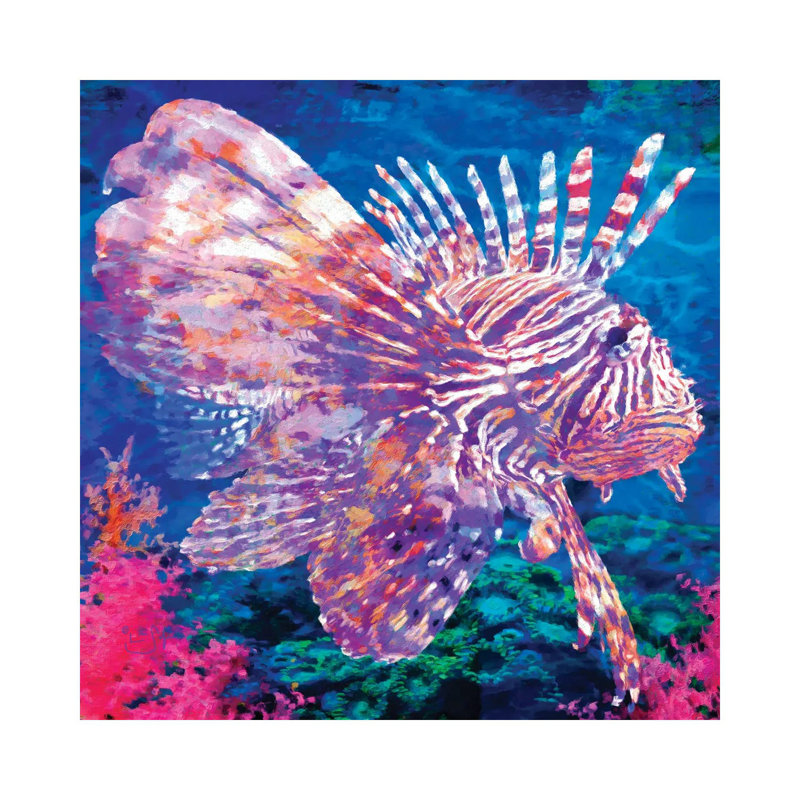 Lion Fish - Wrapped Canvas Painting, 30.48 cm H x 30.48 cm W