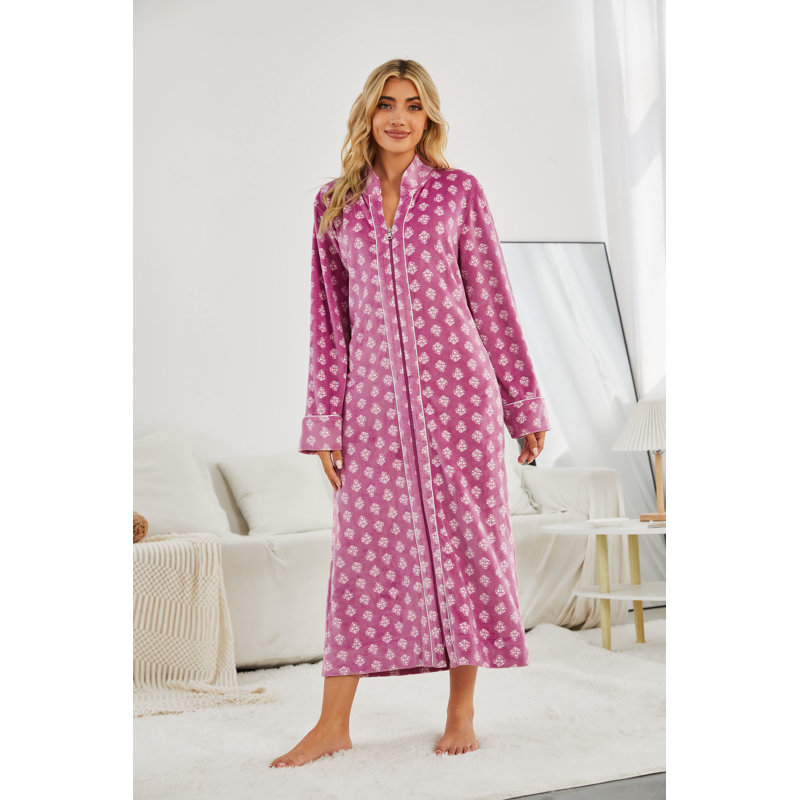 Peignoir fille avec poches mi-mollet, Rose, S