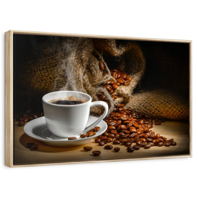 Café fraîchement moulu, Cadre flottant en bois naturel, 25 po x 17 po