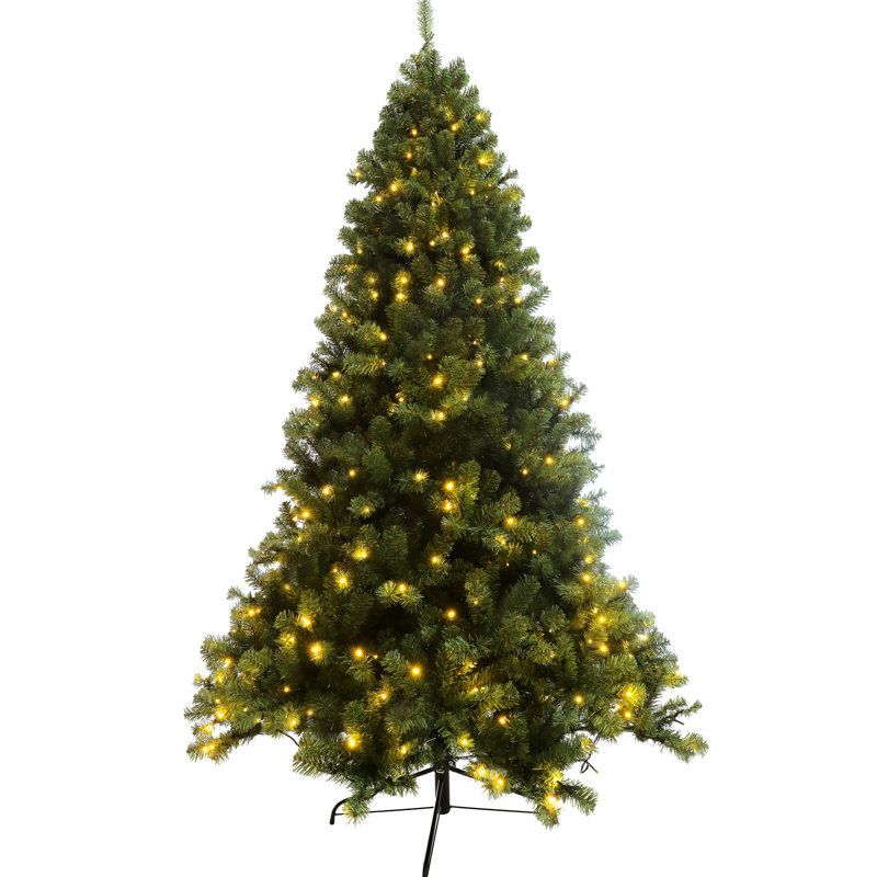 Arbre de Noël articulé artificiel de 7,5 pi avec 400 lumières, base en métal pliable et branches de support préassemblées réalistes