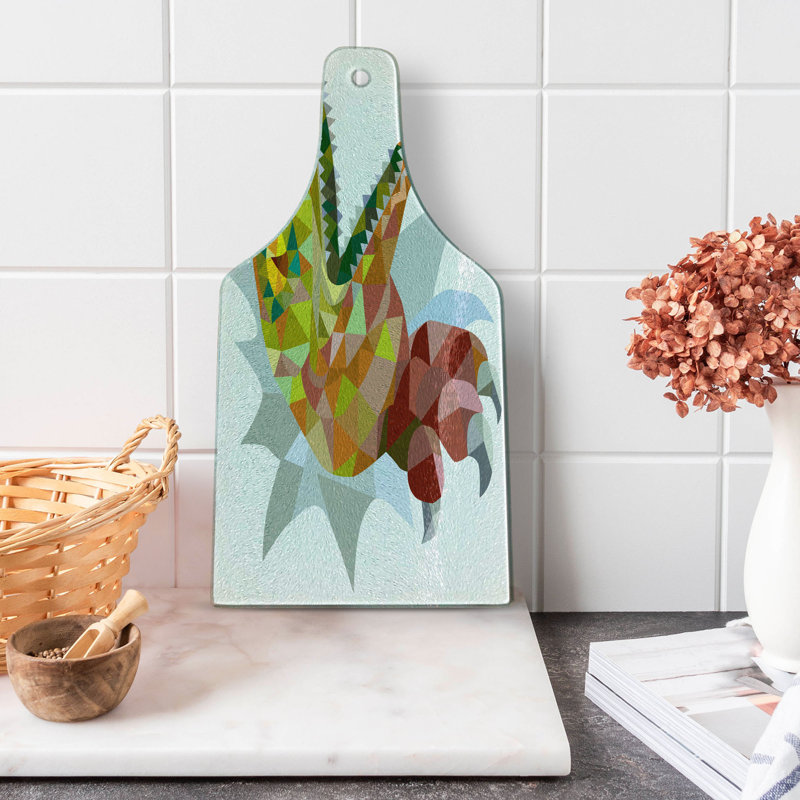 Multicolore planche à découper en verre trempé Ambesonne Dinosaur