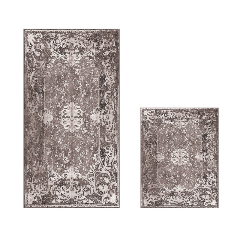 Ensemble de luxueux tapis de bain (2 pièces) en polyester brun, 19,7 po x 23,6 po et 23,6 po x 39,4 po | 100% polyester, 25,0 oz / verge carrée | Dessous antidérapant, antibactérien, facile à nettoyer | Parfait pour tout décor de salle de bain