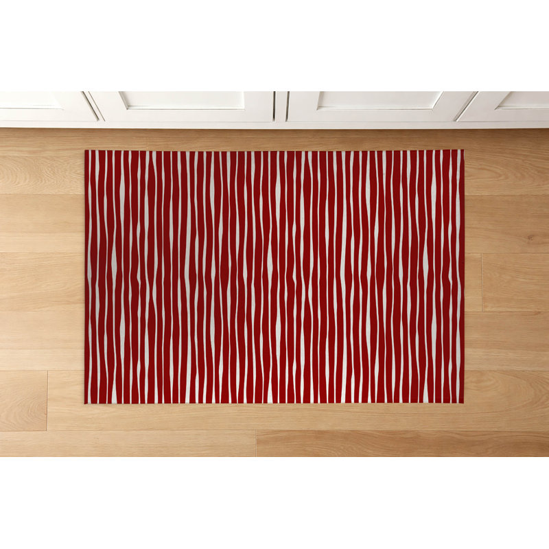 Tapis de cuisine Sploog, Rectangle 5' x 7', Cranberry Red Striped
