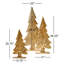  Ensemble de 3 arbres de Noël en bois sculptés sur bases - Décorations de Noël en bois naturel avec accents dorés