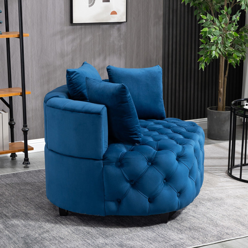 Siège de salon en velours bleu, fauteuil d'appoint moderne avec coussin de siège en mousse, pour rembourrage, Blue