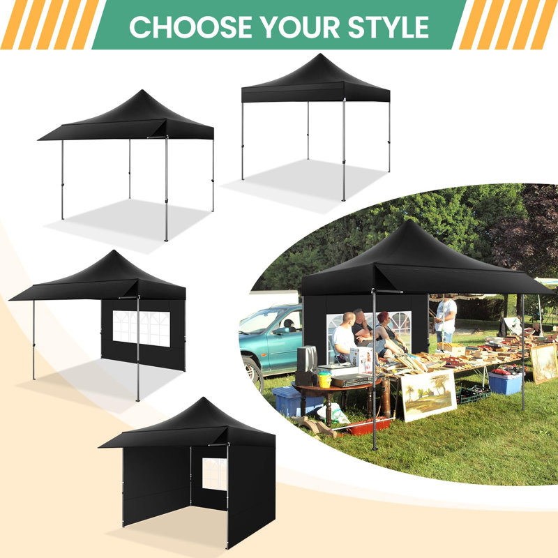 10 Ft. W x 10 Ft. D Up Canopy Tent with Awning,Heavy Duty Canopy UPF 50+ All Season Wind Waterproof Commercial Outdoor Street Vendors Party Tents for Parties Canopy with Carry Bag