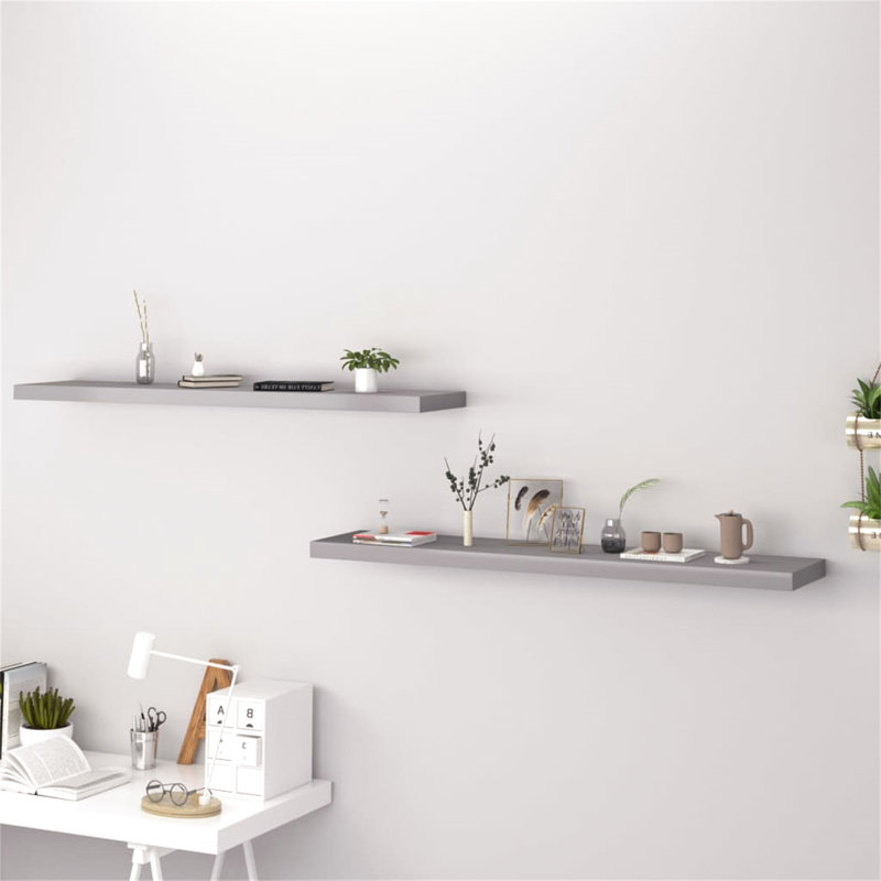 Bridgeville 2 Piece Floating Shelf, 3.8 cm H x 120 cm W x 23.5 cm D, Grey