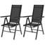 Outdoor Patio Dining Armchair Set of 2, Folding Beach Chair, Garden Chair Black