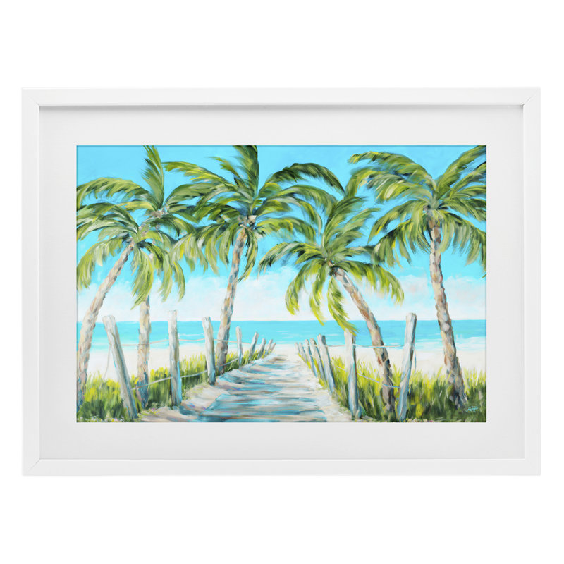 «The Path To Paradise», reproduction sous verre, conception de Julie DeRice, H 14 po x l 20 po, Cadre blanc côtier