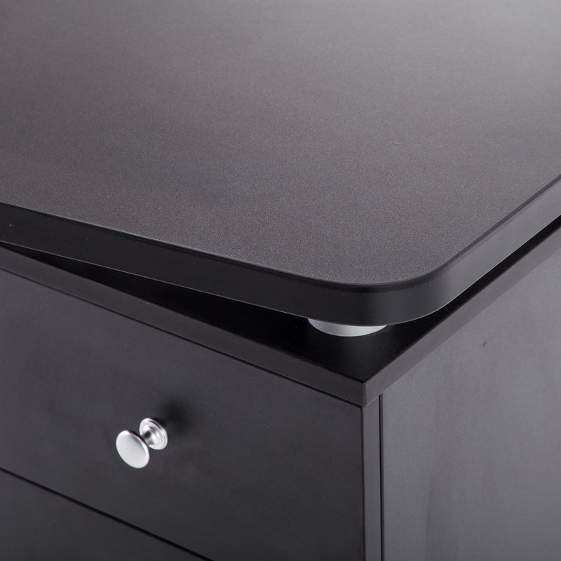 Classic Manicure Table with Wheels and drawers, Vanity Makeup Desk, Black