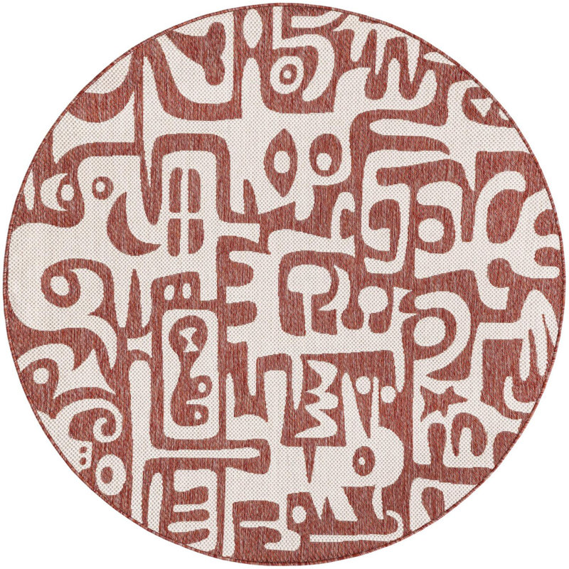 Tapis rouge rouille Aucun, Rond 6 pi 1 po