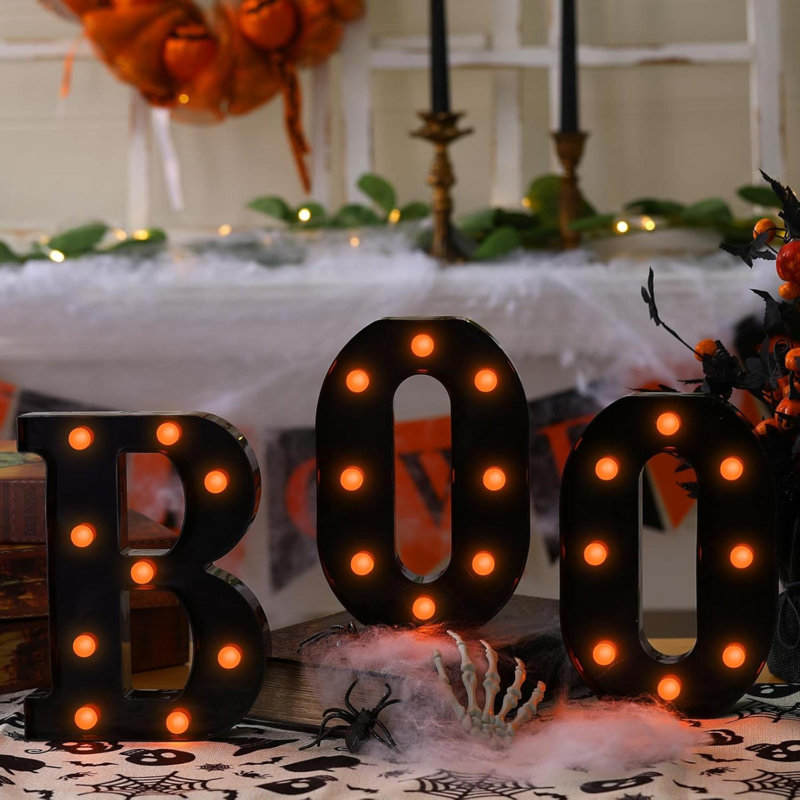 Décorations d'Halloween - 3 enseignes lumineuses à DEL «BOO» décoratives pour la cuisine