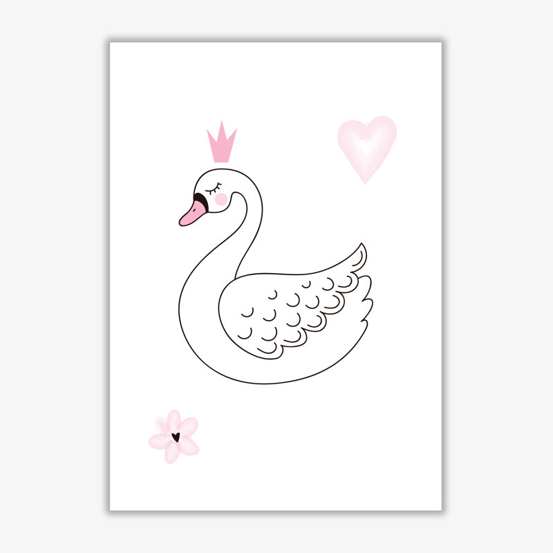 White Swan - Painting, No Frame, 30 cm H x 21 cm W x 1 cm D
