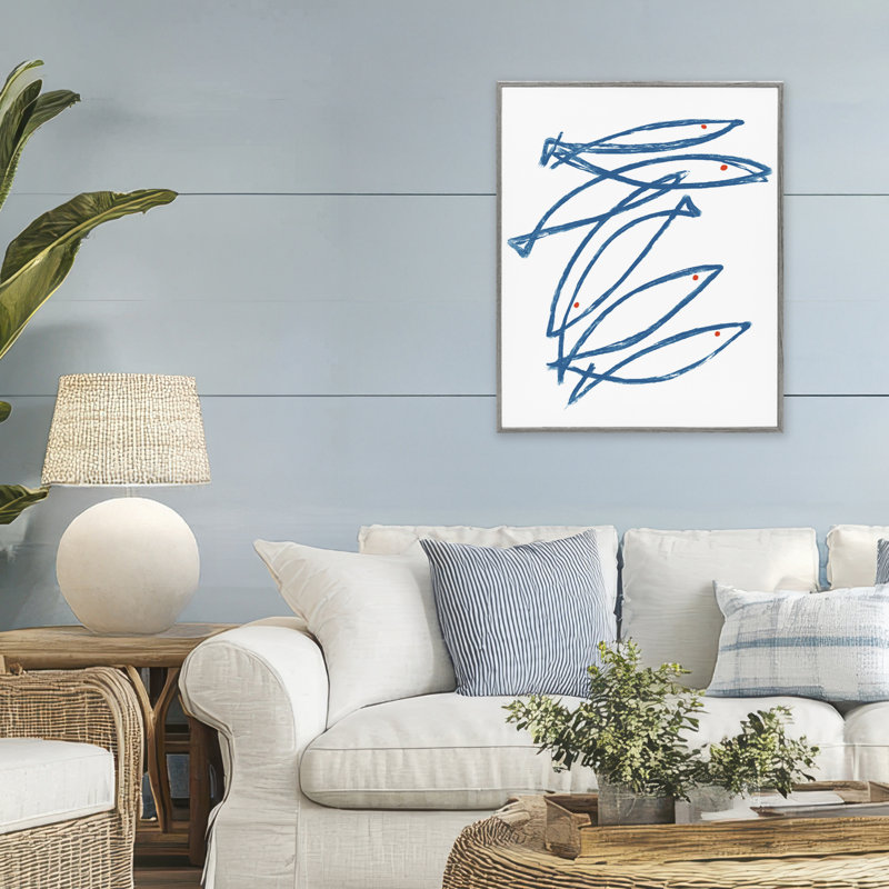 Giclée encadrée de poisson minimaliste, design par Lil 'Rue, Estampe numérique Farmhouse, H 30 po x l 24 po