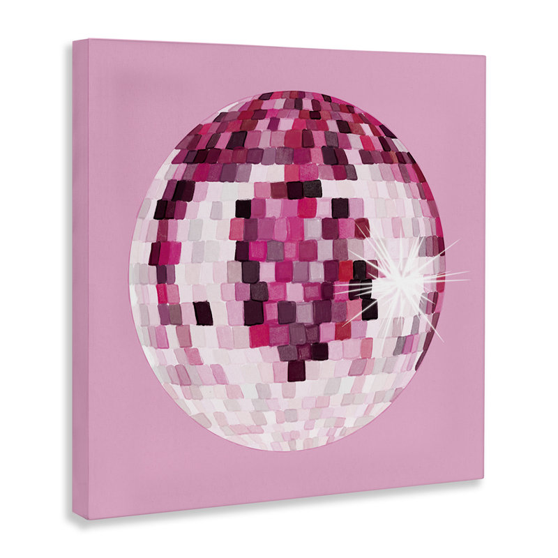 " Dazzling Pink Disco Ball Shining Geometric Pattern " by Hey Bre! Creative Studio, 24" H x 24" W x 1.5" D