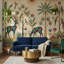 Papier peint art déco géométrique amovible avec palmiers tropicaux-821975183-821975176