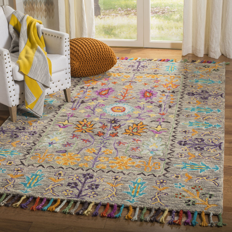Tapis floral en laine touffeté à la main Broadmoor Blossom, Rectangle 10 pi x 14 pi