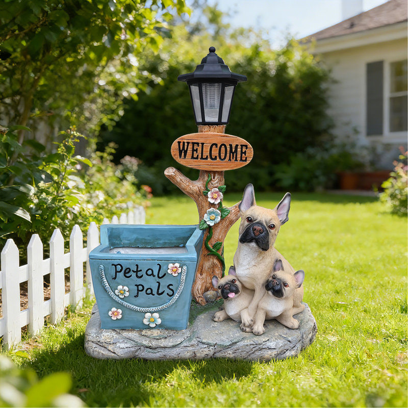 Statue de jardin de bouledogue français
