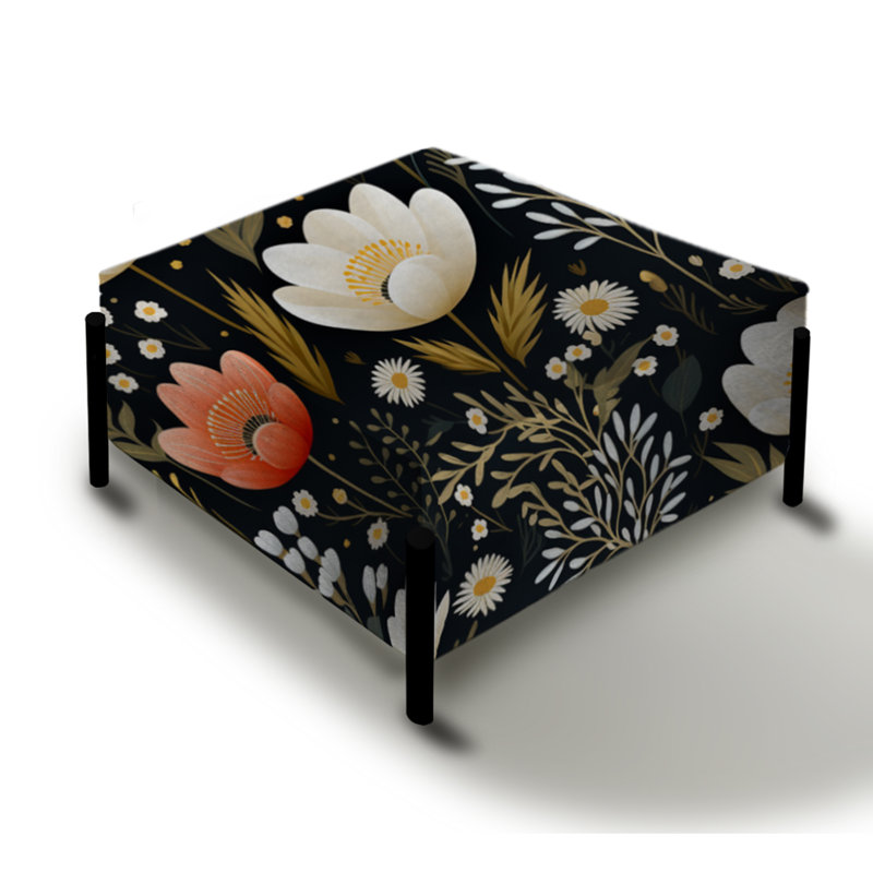 Motif floral bohémien fantaisiste - grand repose-pieds carré floral