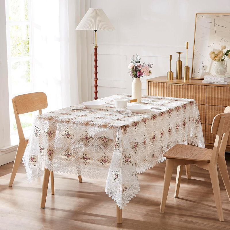 Oralie Square Floral Easter Lace Tablecloth, White, 36" Square